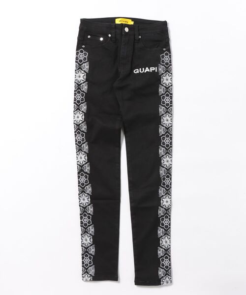 パンツ GUAPI GUAPI ロゴ レザー パンツ Obsidian Black 送料込み (GUAPI