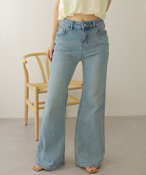 ジーンズ デニム デニムパンツ stitch deign semi flare denim
