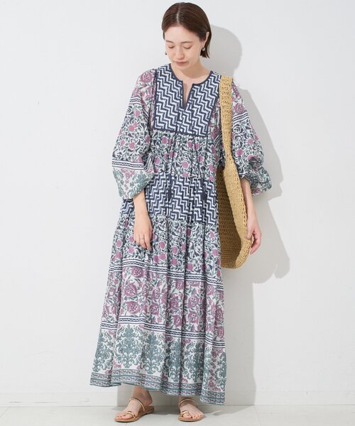 SLOBE IENA ＊ インドパネルティアードワンピース ＊サイズ36 SLOBE IENA ワンピース インドパネルティアードワンピース