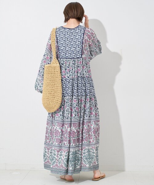 （新品）SLOBE IENA インドパネルティアードワンピース36サイズ　ブルー SLOBE IENA｜インドパネルティアードワンピース | Rakuten