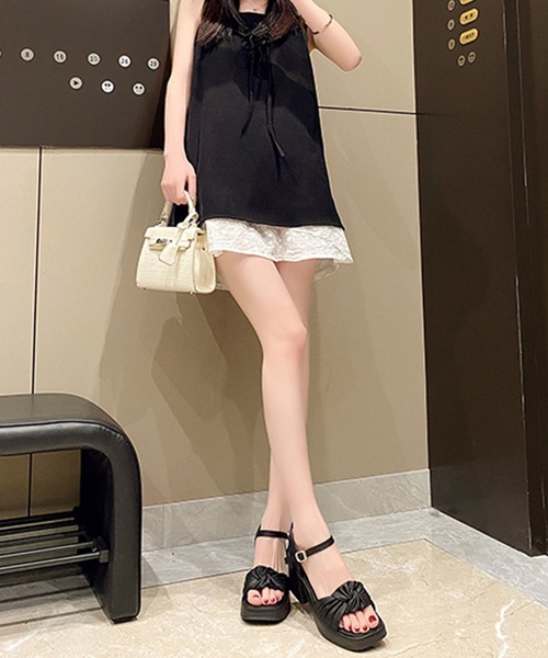 アイボリー ストラップサンダル ヒール Lace Ladies サンダル スタッズ付きクリアヒールストラップ