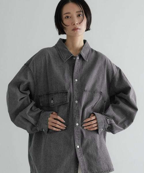 【玉数極少】Vintage グレーデニム オーバーサイズキャバルリーシャツ 玉数極少】Vintage グレーデニム オーバーサイズキャバルリーシャツ