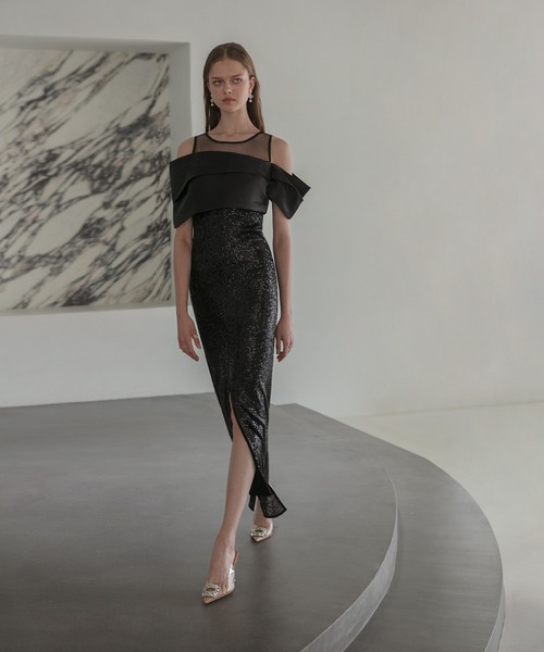 Leja ドレス 「LEJA LUXE」シースルーアシンメトリー