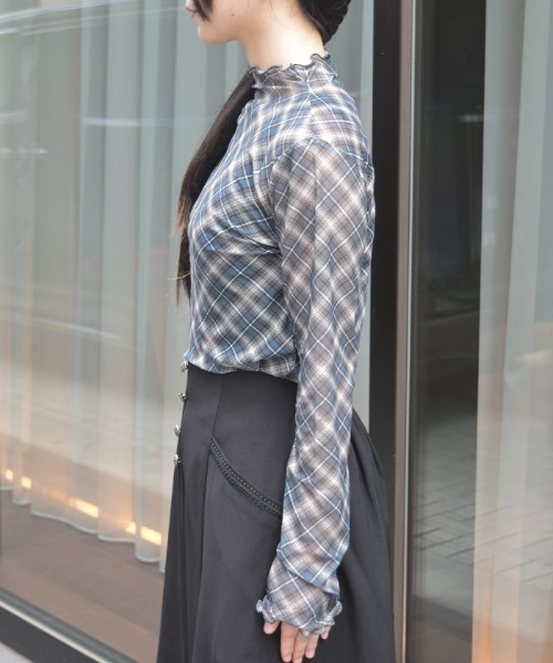 axes femme（アクシーズ ファム） tシャツ チェック柄シアートップス