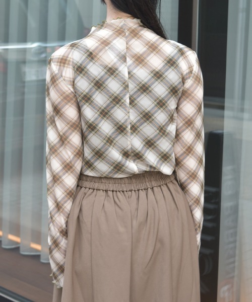 axes femme（アクシーズ ファム） tシャツ チェック柄シアートップス