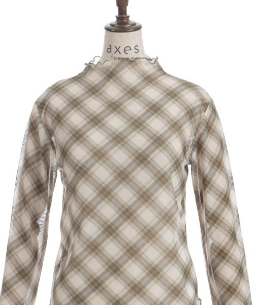 axes femme（アクシーズ ファム） tシャツ チェック柄シアートップス