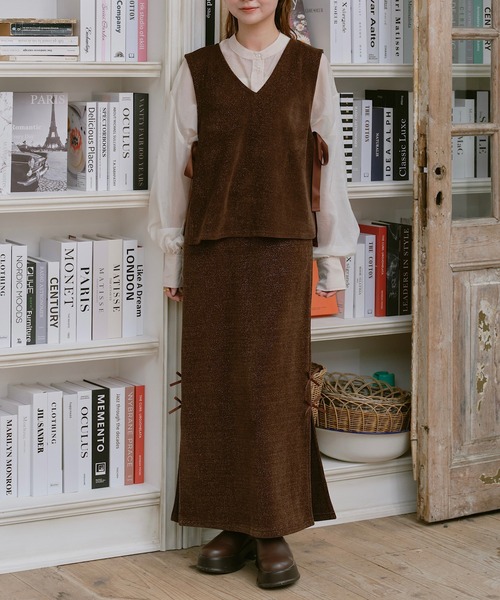 「INTER FACTORY」 ノースリーブトップス FREE ブラウン レディース_画像2