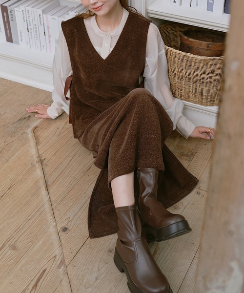 「INTER FACTORY」 ノースリーブトップス FREE ブラウン レディース_画像5