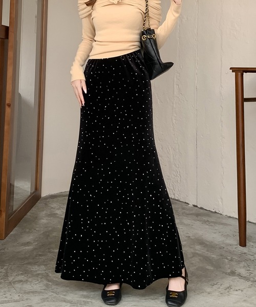 Diosfront スカート ラインストーンベロアマーメイドスカート