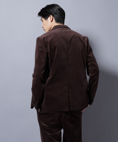 【美品】ナノユニバース スーツ セットアップ コーデュロイ ビジネス 茶色 M NANO universe セットアップ 「Damerino」コットンコーデュロイ