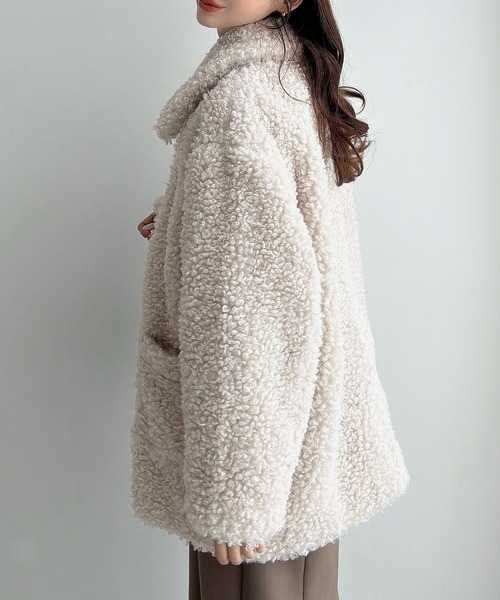 Meiru ステンカラーコート コート プードルファーステンカラーミドル