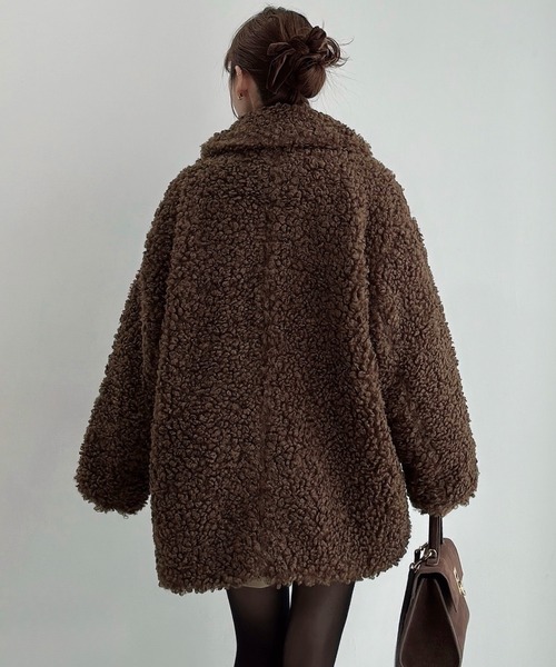 Meiru プードルファーステンカラーミドルコートM Meiru ステンカラーコート コート プードルファーステンカラーミドル