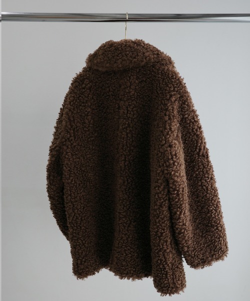 Meiru ステンカラーコート コート プードルファーステンカラーミドル