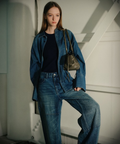 ルシェルブルー　Denim Oversized Shirt LE CIEL BLEU（ルシェルブルー） ブラウス シャツ デニムオーバー