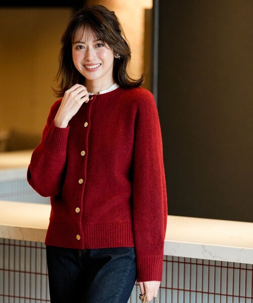 美品☆ ダブスタ　ロゴニットカーディガン　赤　フリーサイズ ANY SIS（エニィスィス） カーディガン Airニット 2WAY カーディガン