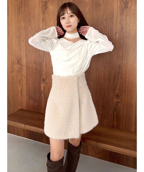 dazzlin（ダズリン） tシャツ チョーカー付ドレープシアーベロア