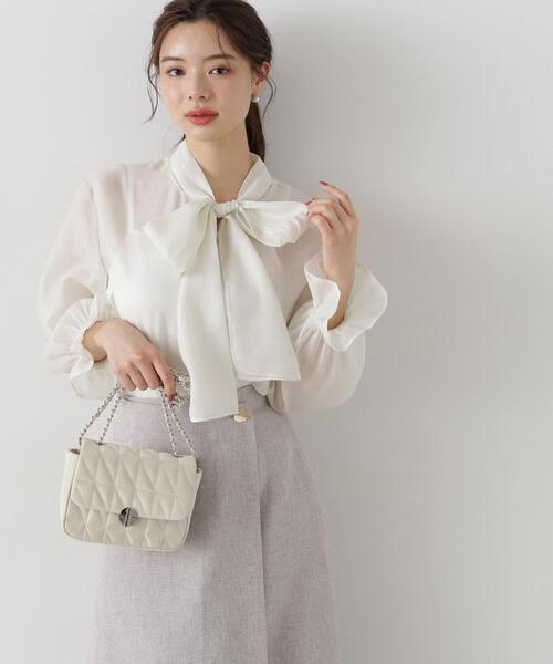 「PROPORTION BODY DRESSING」 7分袖ブラウス MEDIUM ブルー レディース_画像4