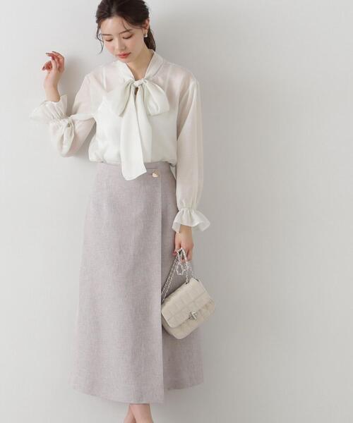 「PROPORTION BODY DRESSING」 7分袖ブラウス MEDIUM ブルー レディース_画像6
