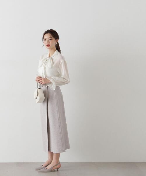 「PROPORTION BODY DRESSING」 7分袖ブラウス MEDIUM ブルー レディース_画像7
