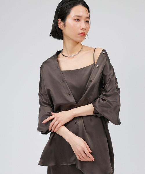 「BABYLONE」 長袖シャツ フリー ダークブラウン レディース_画像5