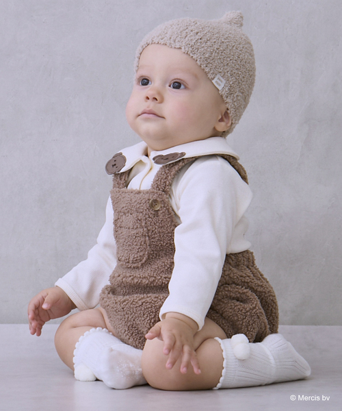 petit main ベビー 「dick bruna」衿付きロンパース＋ボアサロペセット