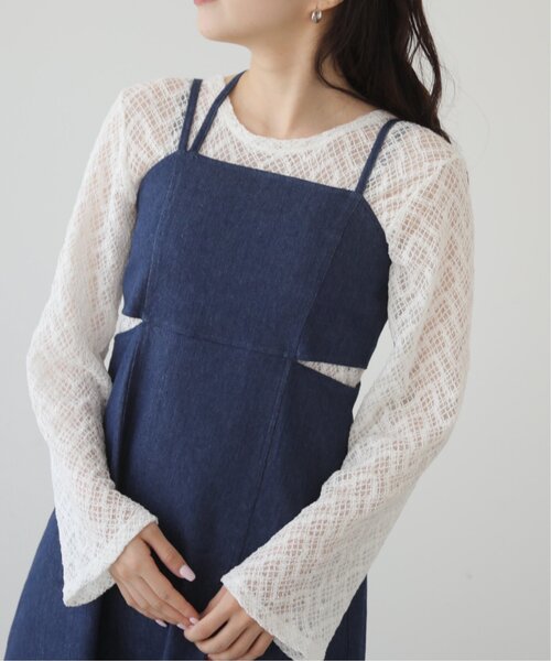 「RAY CASSIN」 キャミソールワンピース FREE ネイビー レディース_画像7