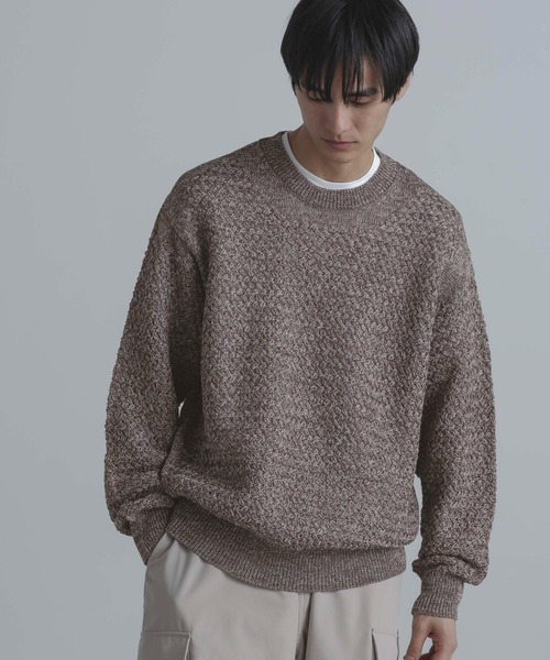 「NANO universe」 長袖ニット S ブラウン メンズ_画像3