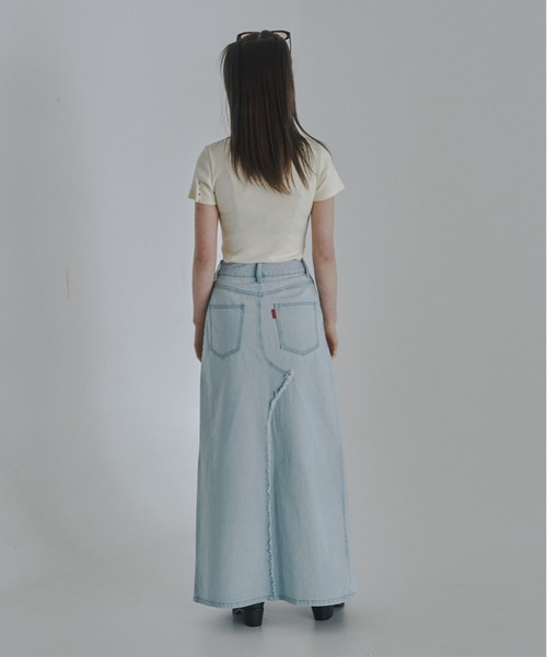 「JUST A NOON」 デニムスカート SMALL ライトブルー レディース_画像4