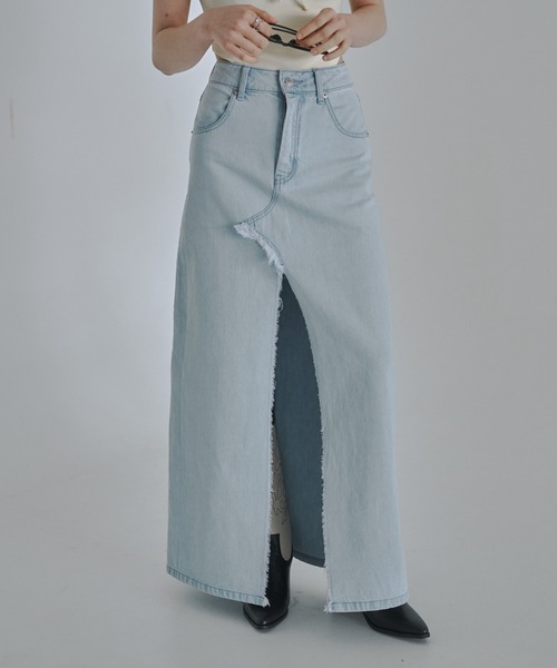 「JUST A NOON」 デニムスカート SMALL ライトブルー レディース_画像6