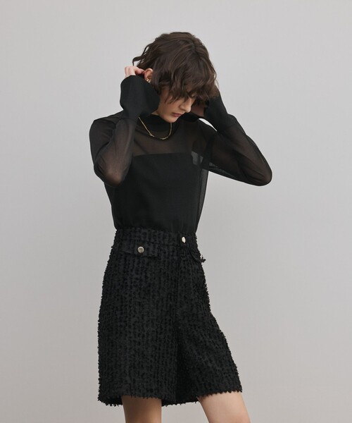 美品　グレースコンチネンタル　ニット　レース　ハイネック　ダイアグラム　ブラック レースドルマンニットトップ / GRACE CONTINENTAL | GRACE CONTINENTAL