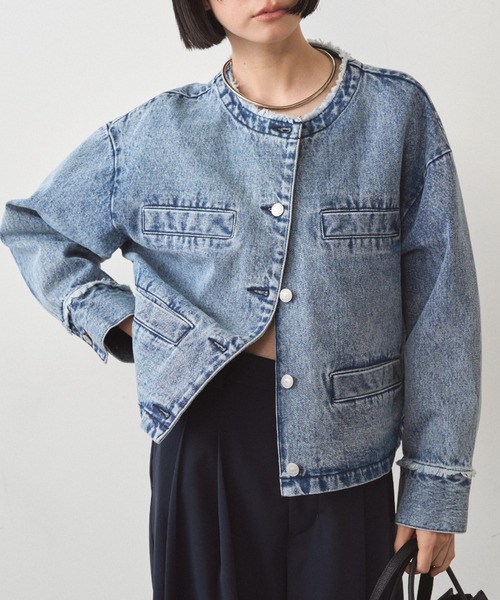 Loungedress(ラウンジドレス) ショートデニムジャケット Loungedress（ラウンジドレス） デニムジャケット gジャン デニム