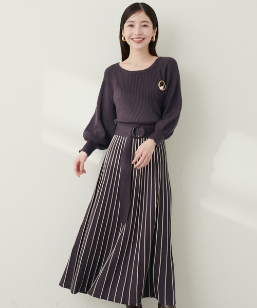 「natural couture」 ニットワンピース FREE ネイビー レディース_画像2