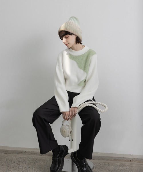 「EKCOOKIES」 長袖ニット M ホワイト レディース_画像2