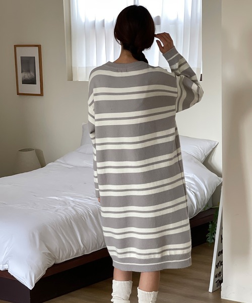 「VitaFelice」 「aroco」ニットワンピース FREE パープル レディース_画像8