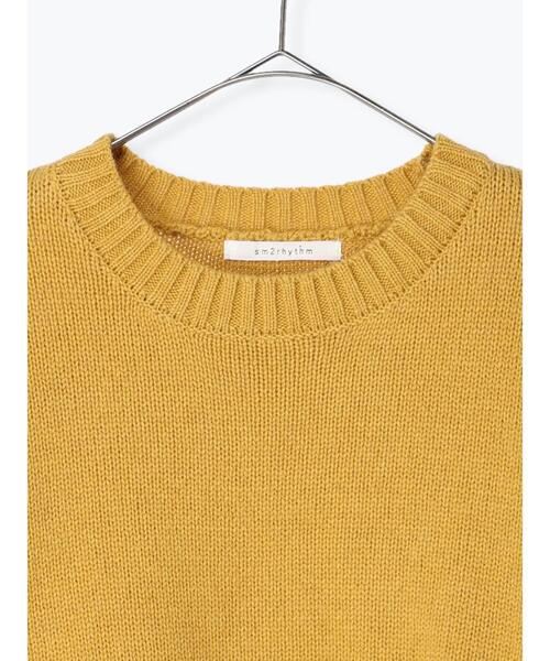 「sm2rhythm」 長袖ニット フリ- ホワイト レディース_画像4