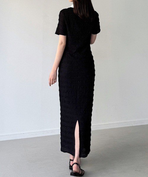 JUNOAH（ジュノア） ワンピース ストレッチフリルカットポロワンピース