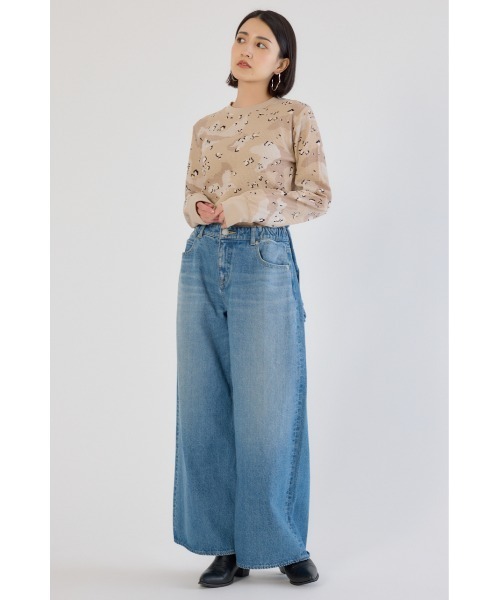 ジーンズ デニム デニムパンツ ビッグリボンデニムパンツ レディースの画像