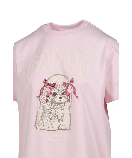 GANNI Tシャツ ピンク いぬ Sサイズ GANNI（ガニー） tシャツ BASIC COTTON JERSEY T-SHIRT メンズ