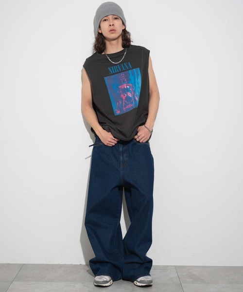 「NIRVANA」 ノースリーブトップス MEDIUM グレー メンズ_画像5