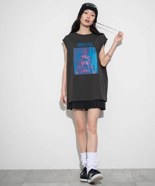 「NIRVANA」 ノースリーブトップス MEDIUM グレー メンズ_画像6