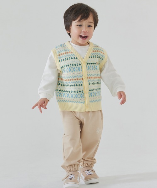 ベスト カラフルウェーブ柄ニットベスト キッズ 子供服 男の子 女の子