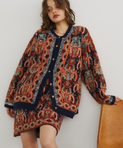 「Unitage」 ニットカーディガン FREE ネイビー レディース_画像6