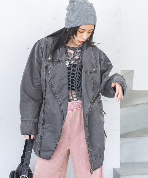 「JEANASIS」 ナイロンブルゾン FREE ダークカーキ レディースの画像