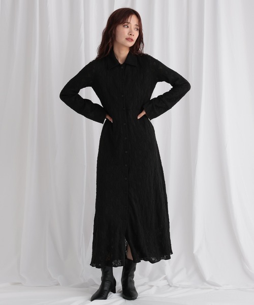 「mysty woman」 長袖ワンピース FREE ブラック レディース_画像5