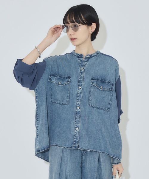 21ss デニム切替シャツ Paradise Picnic（パラダイスピクニック） ブラウス シャツ 33
