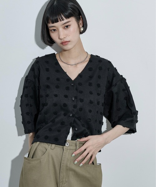 it japan ドットジャガードブラウス ドットジャガードシャツブラウス | AND ON JIONE STORE（アンドオン