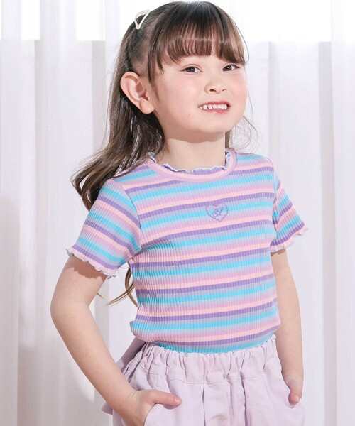 SLAP SLIP（スラップスリップ） tシャツ ボーダー＆花柄テレコ半袖T