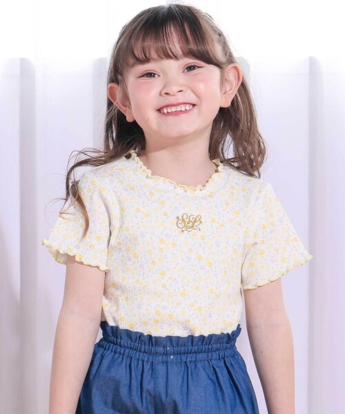 SLAP SLIP（スラップスリップ） tシャツ ボーダー＆花柄テレコ半袖T