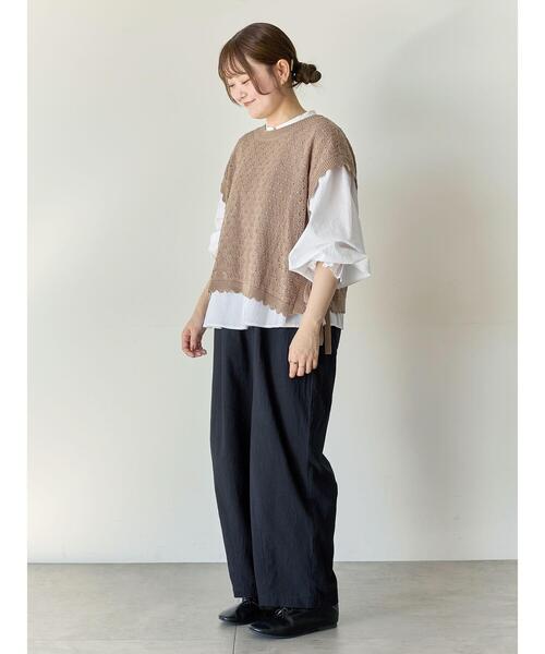 kukuna★ｓｍ２★新品★畔編み*前後着*ニットベスト Samansa Mos2（サマンサモスモス） ベスト ジレ 「Cross×Staff」前後