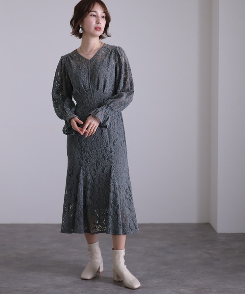 atlo ロングワンピース atlo（アトロ） 「PourVous」長袖ワンピース M ブラック レディース